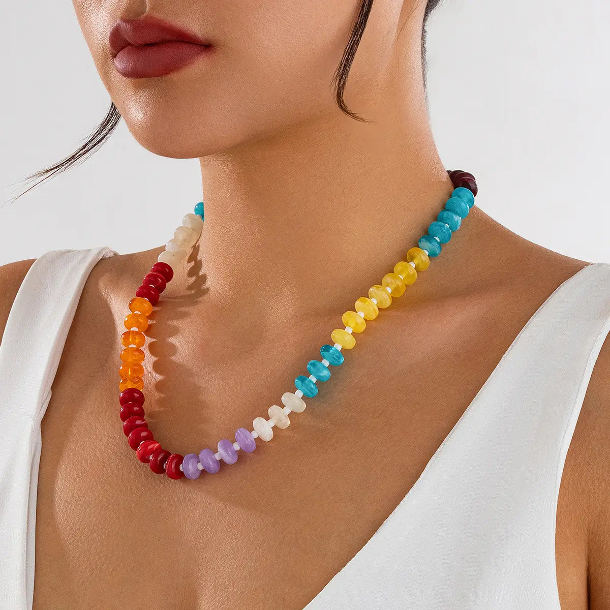 Cool Harmony - Rainbow Bead Necklace